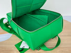 Bottega Veneta WOVEN BACKPACK 34 IN EMERALD GREEN LAMBSKIN