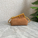 FENDI FENDI FIRST MINI 26 BAG IN CIDER BROWN WOOL WITH GOLD HARDWARE