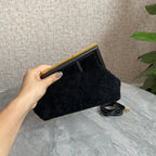 FENDI FENDI FIRST MINI 26 BAG IN BLACK WOOL WITH GOLD HARDWARE