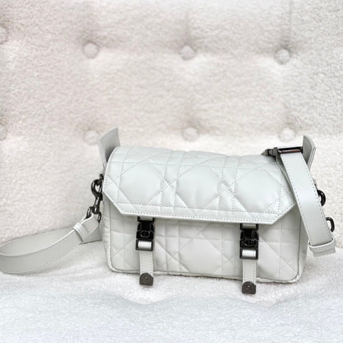DIOR SMALL  DIORCAMP BAG 23 IN WHITE CALFSKIN