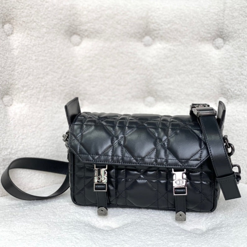 DIOR SMALL  DIORCAMP BAG 23 IN BLACK CALFSKIN