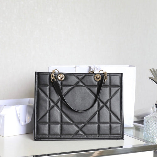 DIOR MEDIUM TOTE BOOK 26 BAG IN BLACK CALFSKIN