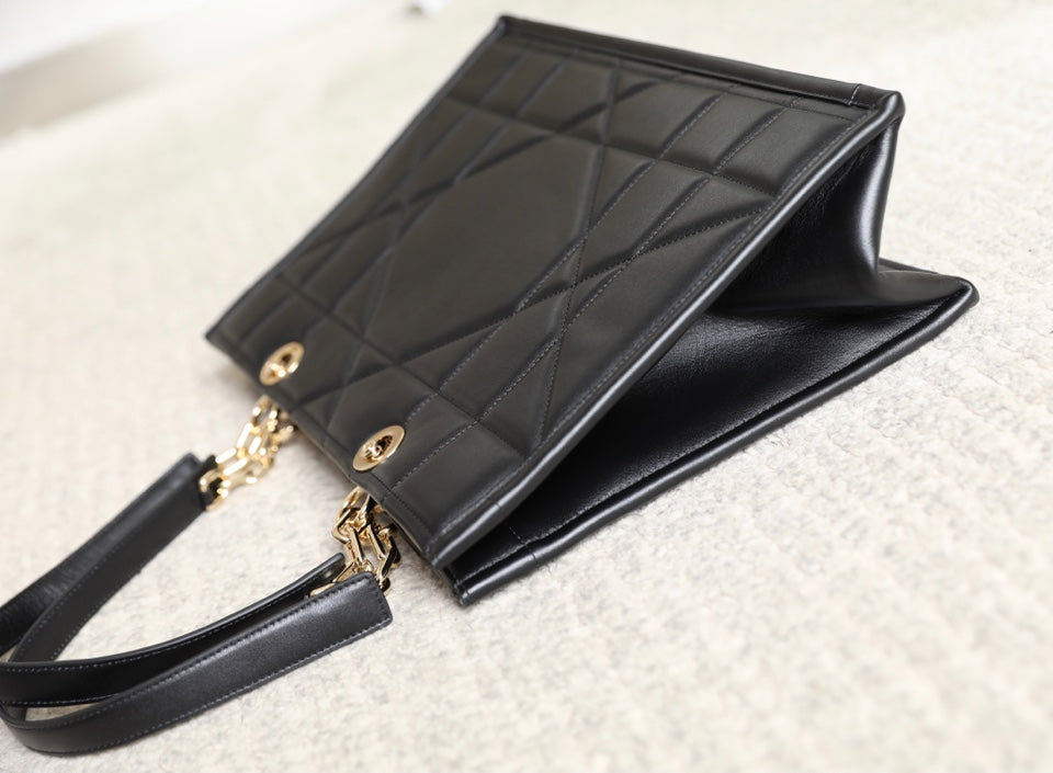 DIOR MEDIUM TOTE BOOK 26 BAG IN BLACK CALFSKIN
