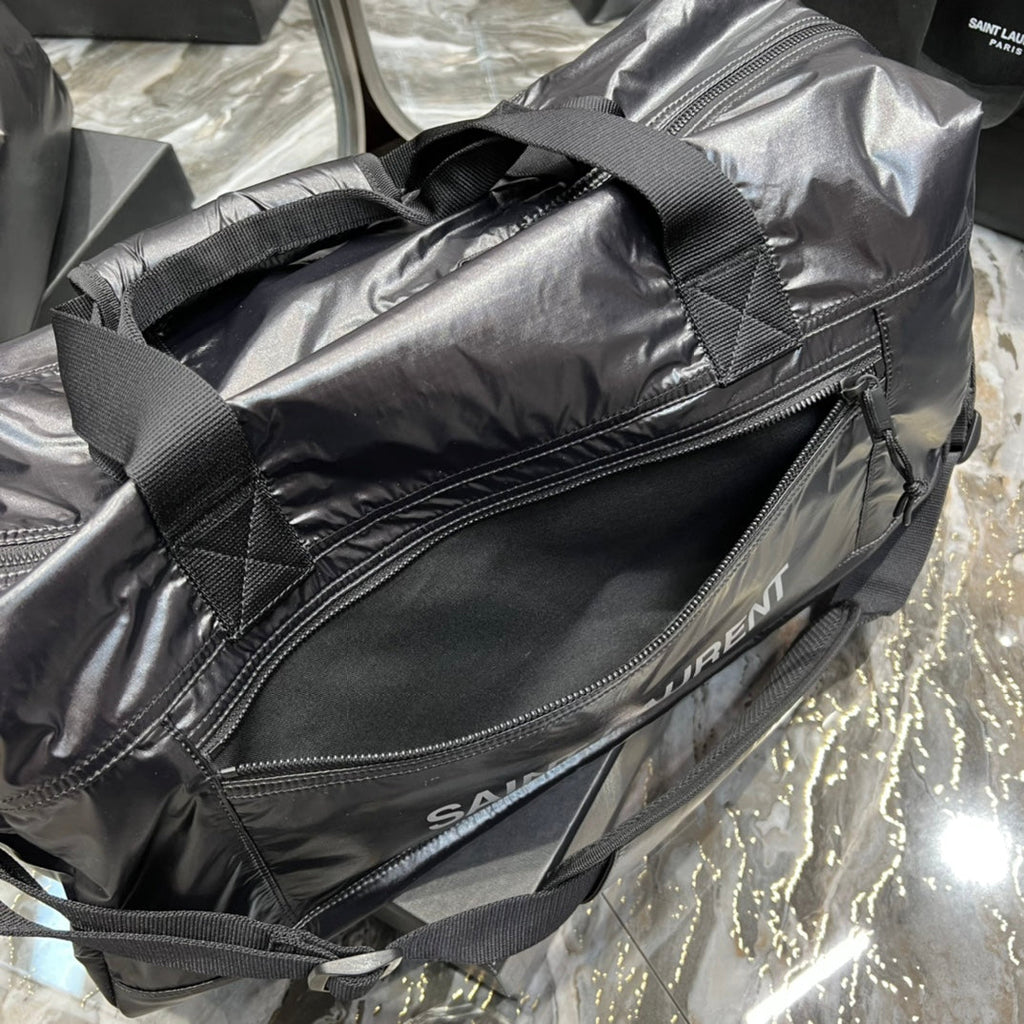 Saint Laurent TRAVEL TOTE BAG 50 IN BLACK POLISHED NYLON