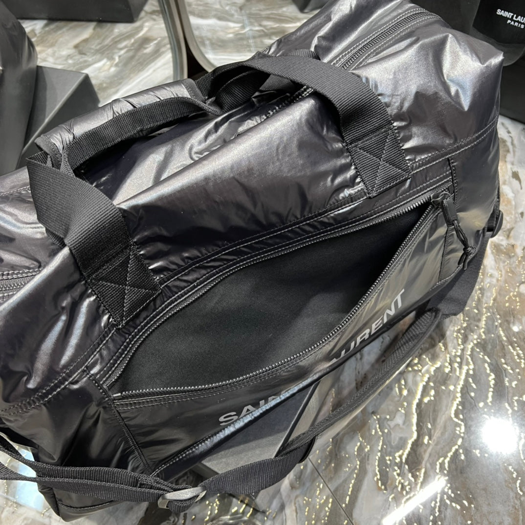 Saint Laurent TRAVEL TOTE BAG 50 IN BLACK POLISHED NYLON