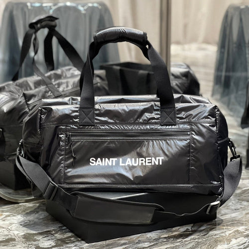 Saint Laurent TRAVEL TOTE BAG 50 IN BLACK POLISHED NYLON