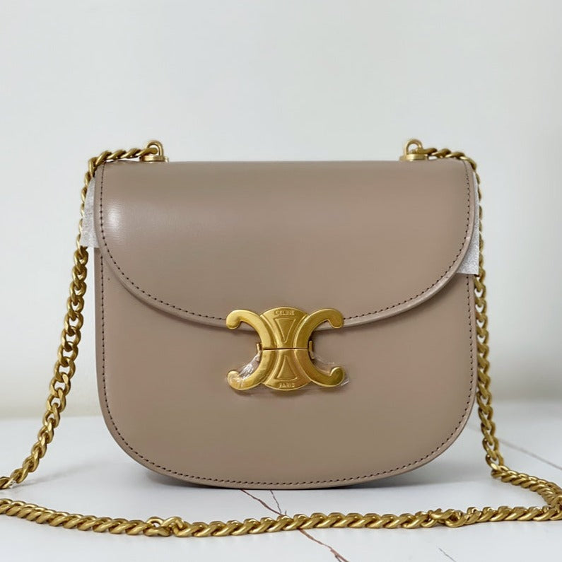 Celine TRIPHOME 19 SADDLE BAG ORCHID PURPLE CALFSKIN