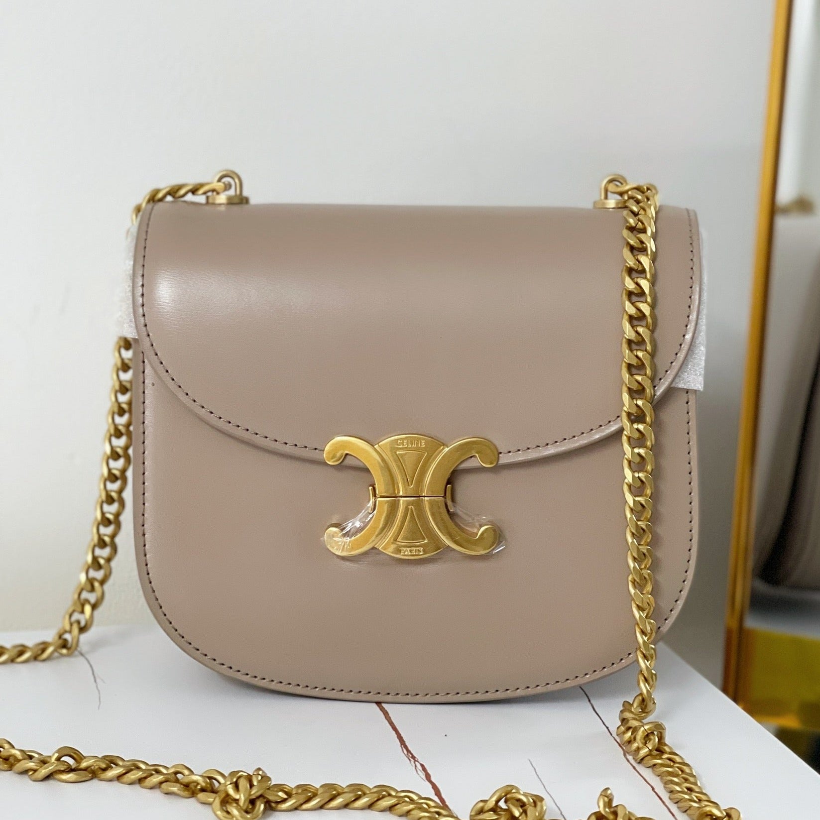 Celine TRIPHOME 19 SADDLE BAG ORCHID PURPLE CALFSKIN