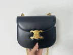 Celine TRIPHOME 19 SADDLE BAG BLACK CALFSKIN