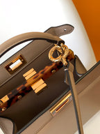 FENDI Peekaboo ISeeU Petite 20 Bag Brown Lambskin Ghw