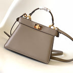 FENDI Peekaboo ISeeU Petite 20 Bag Brown Lambskin Ghw