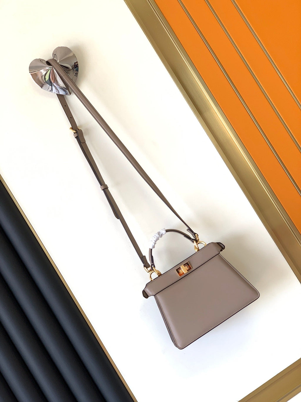 FENDI Peekaboo ISeeU Petite 20 Bag Brown Lambskin Ghw