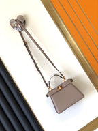FENDI Peekaboo ISeeU Petite 20 Bag Brown Lambskin Ghw