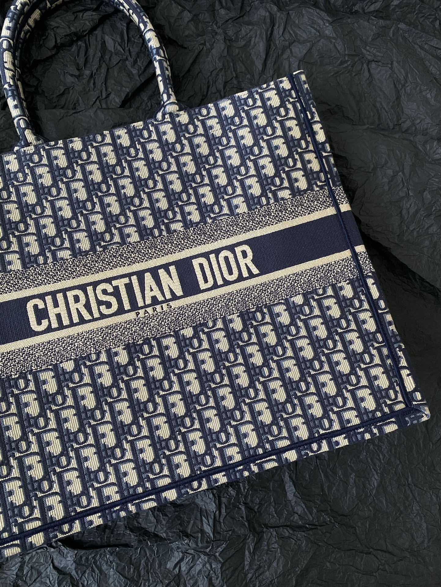 DIOR large book tote 42cm oblique embroidery calfskin