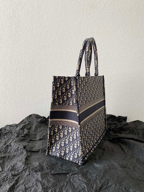DIOR large book tote 42cm oblique embroidery calfskin