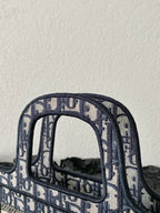 DIOR mini book tote 23cm blue beige embroidery canvas