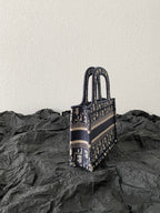 DIOR mini book tote 23cm blue beige embroidery canvas