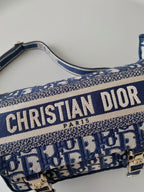 DIOR SMALL  DIORCAMP BAG 23 OBLIQUE BLUE EMBROIDERY