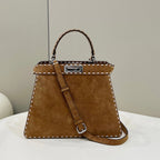 FENDI PEEKABOO ISEEU 33 IN SEPIA BROWN SUEDE SILVER HARDWARE