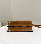 FENDI PEEKABOO ISEEU 33 IN SEPIA BROWN SUEDE SILVER HARDWARE