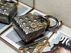 DIOR mini lady 17 dark purple metalic lambskin