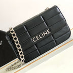 Celine MONOCHROME 24 QUILTED BLACK LAMBSKIN CHAIN SHOUDER BAG