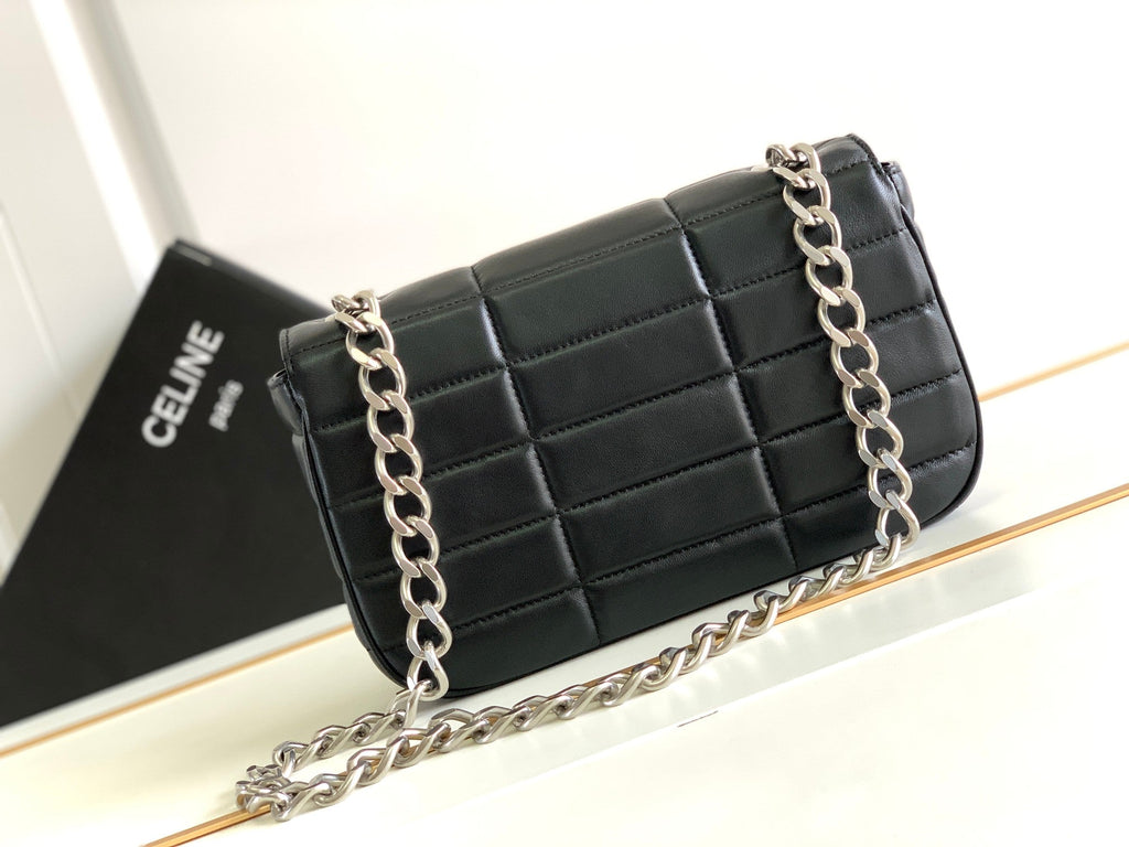 Celine MONOCHROME 24 QUILTED BLACK LAMBSKIN CHAIN SHOUDER BAG