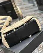 Saint Laurent JAMIE 4.3 LARGE BAG 38 IN BLACK CALFSKIN MIX BEIGE SHEARLING GOLD HARDWARE