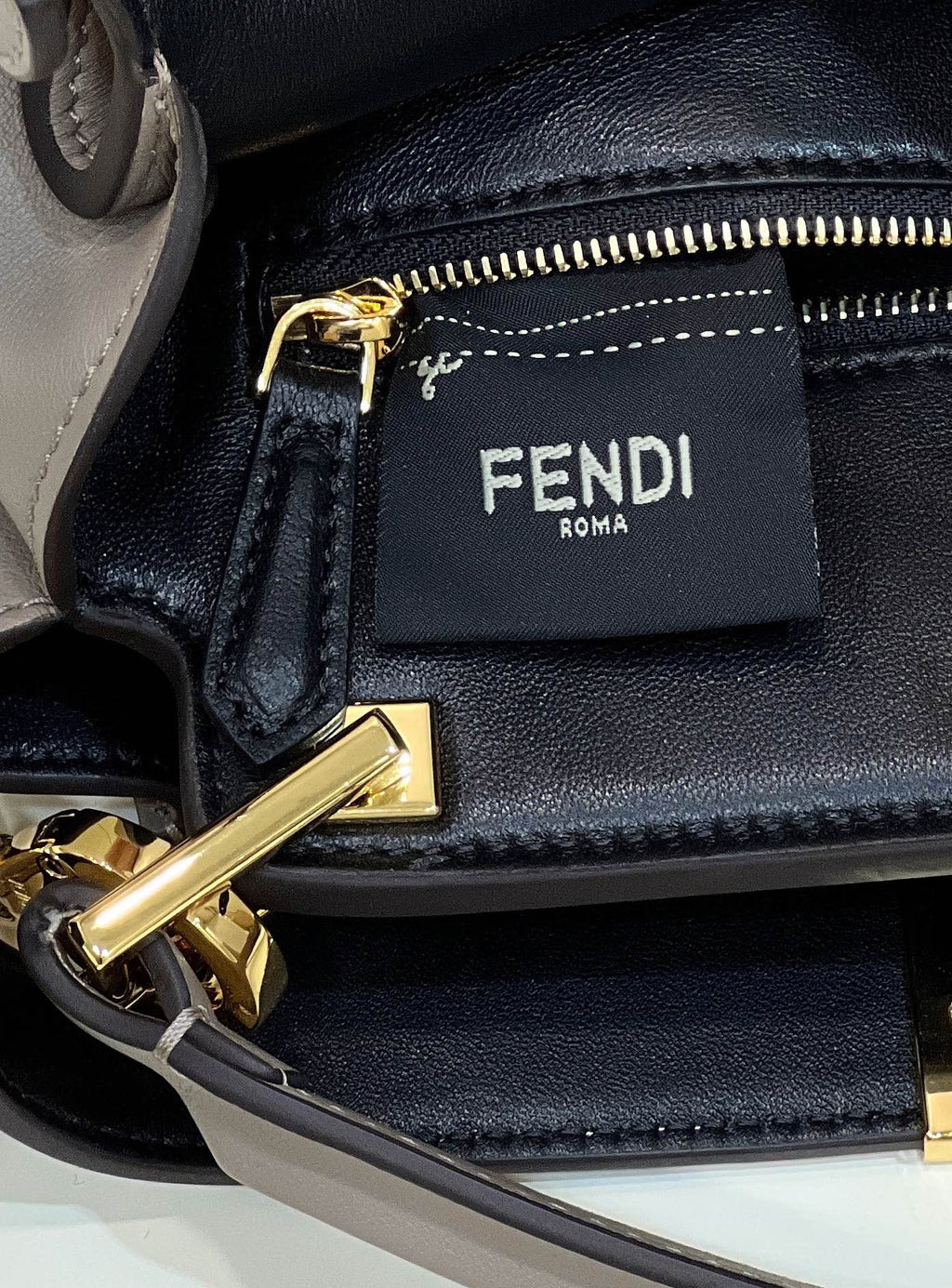 FENDI FENDI PEEKABOO 27 IN CAMEL BROWN CALFSKIN WITH GOLD HARDWARE