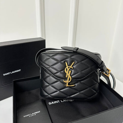 Saint Laurent SL June Box Bag In Quilted Black Lambskin Ghw