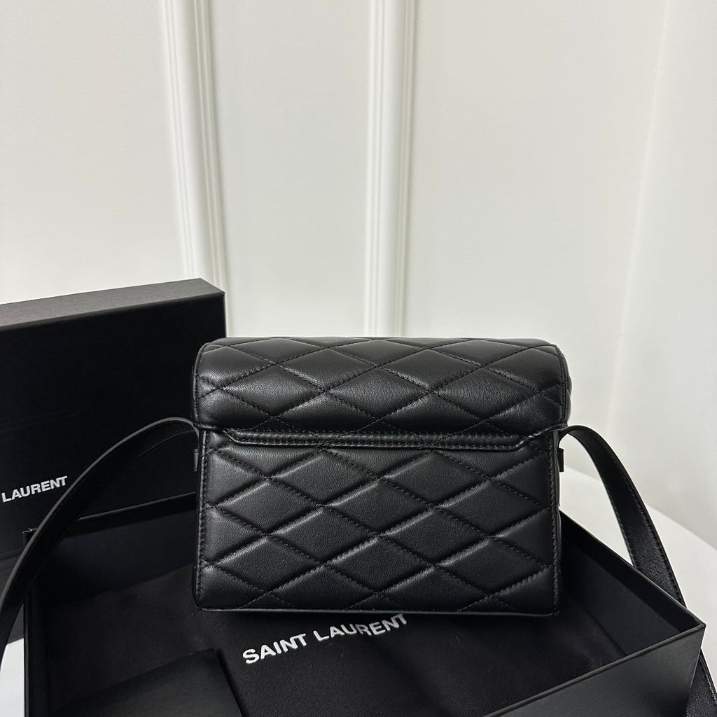Saint Laurent SL June Box Bag In Quilted Black Lambskin Ghw