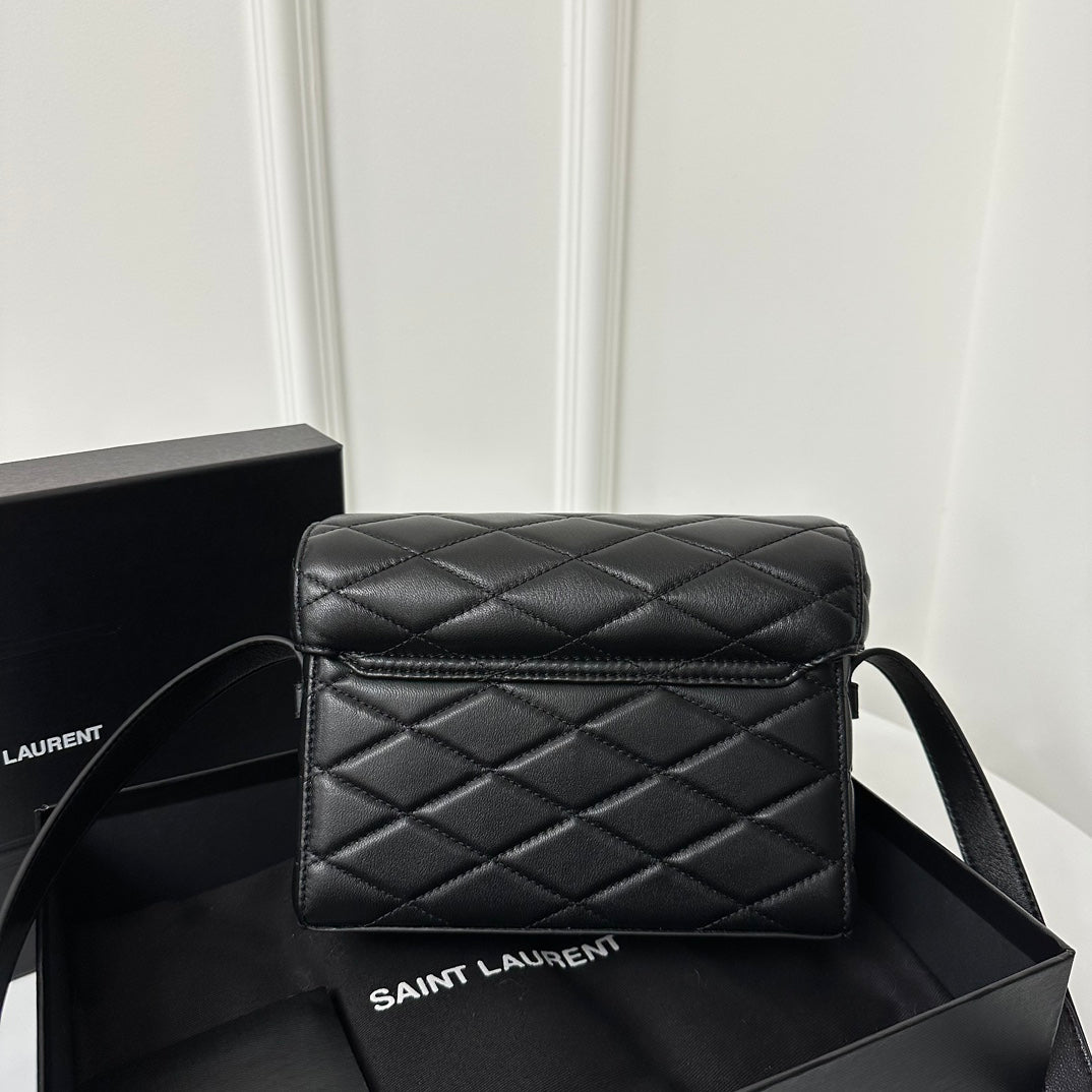 Saint Laurent SL June Box Bag In Quilted Black Lambskin Ghw