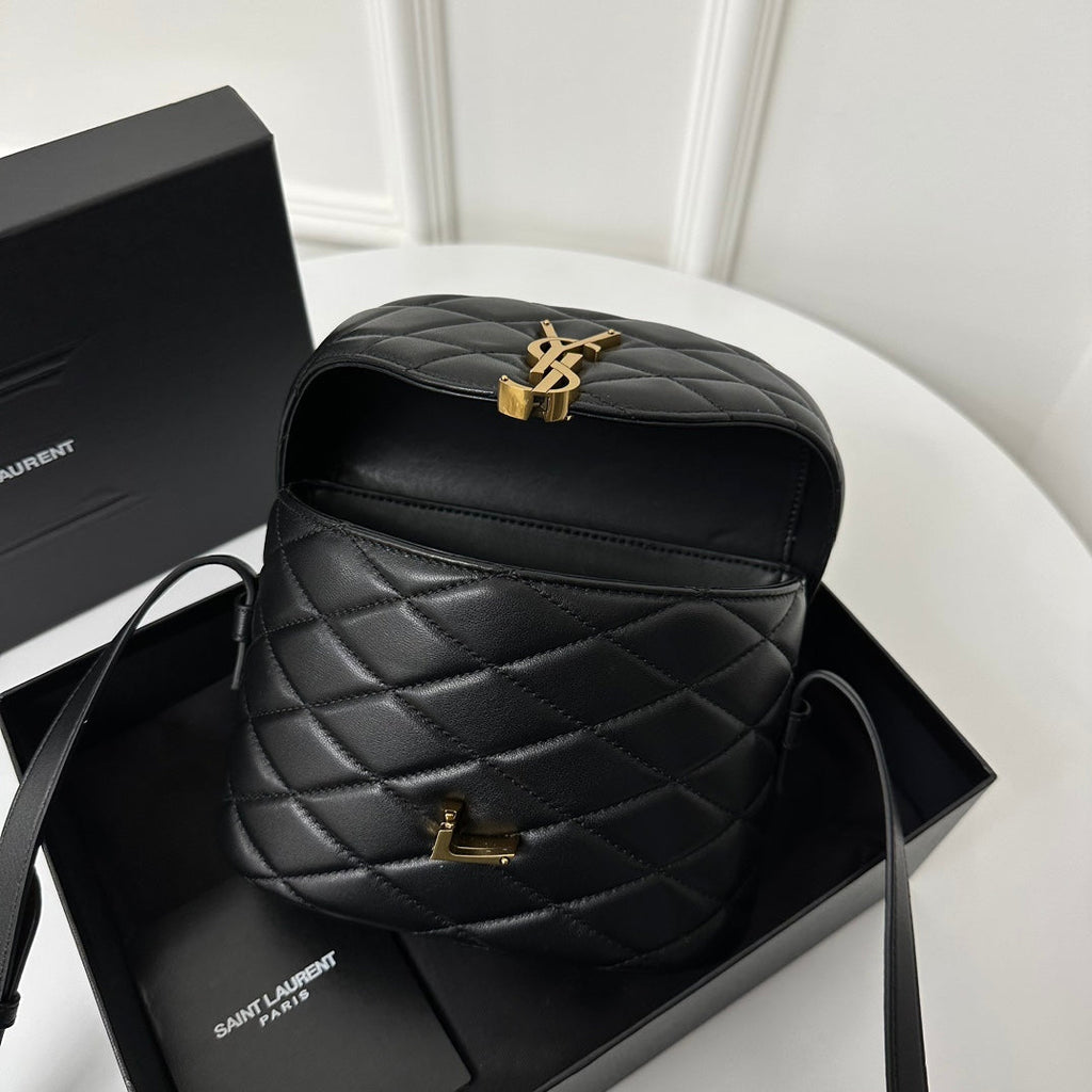 Saint Laurent SL June Box Bag In Quilted Black Lambskin Ghw