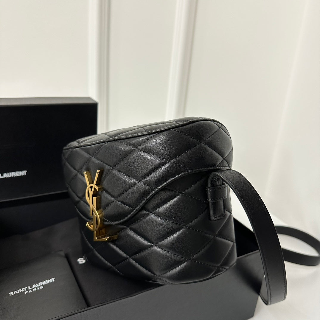 Saint Laurent SL June Box Bag In Quilted Black Lambskin Ghw