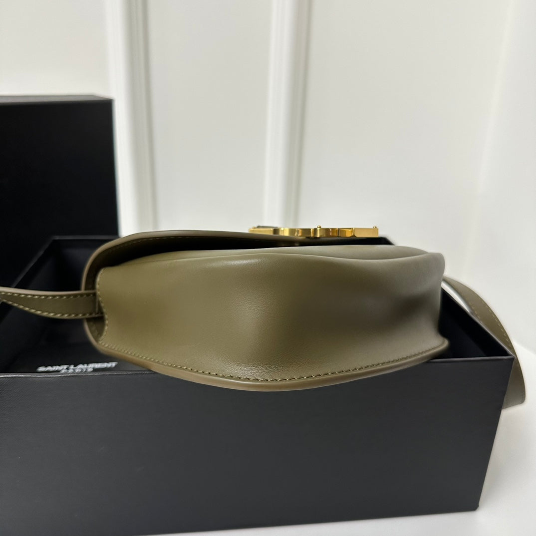Saint Laurent SL Kaia Small Satchel in green smooth leather