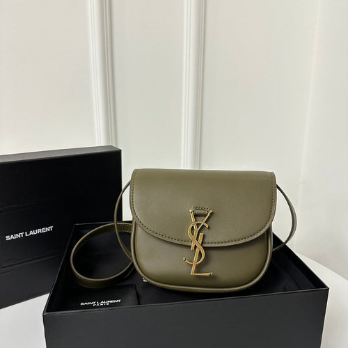 Saint Laurent SL Kaia Small Satchel in green smooth leather