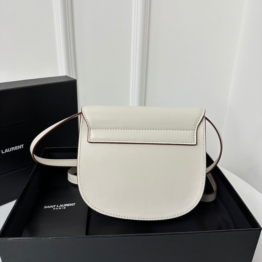 Saint Laurent SL Kaia Small Satchel in white smooth leather