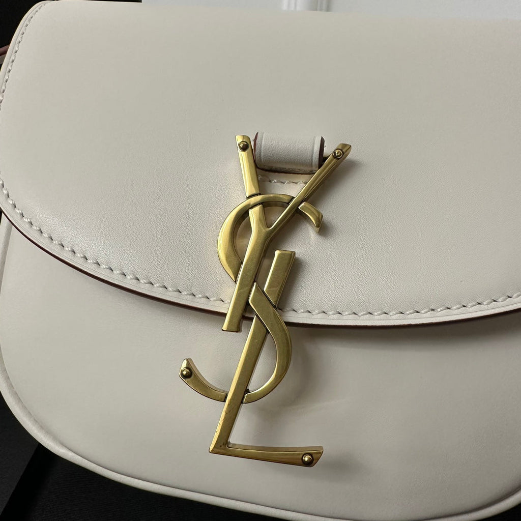 Saint Laurent SL Kaia Small Satchel in white smooth leather