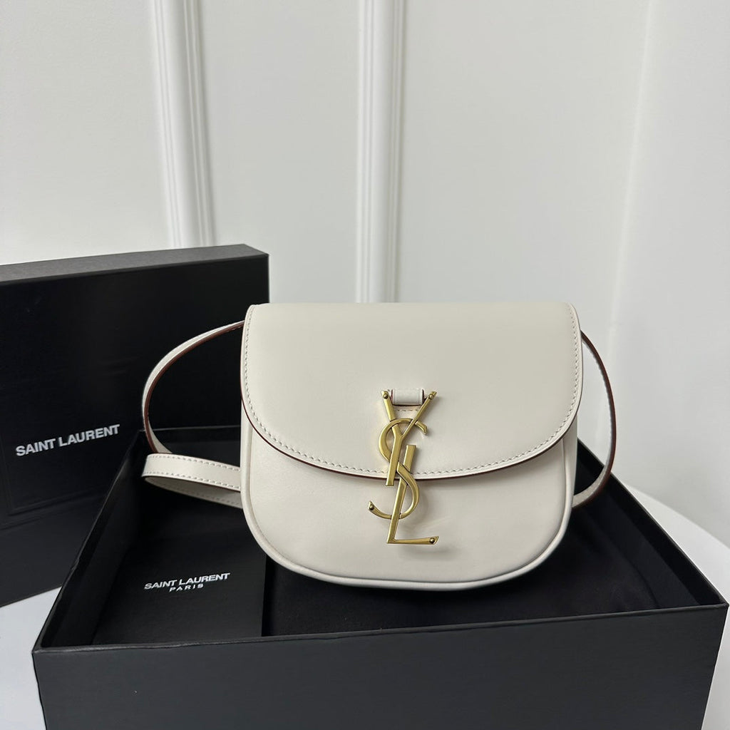 Saint Laurent SL Kaia Small Satchel in white smooth leather