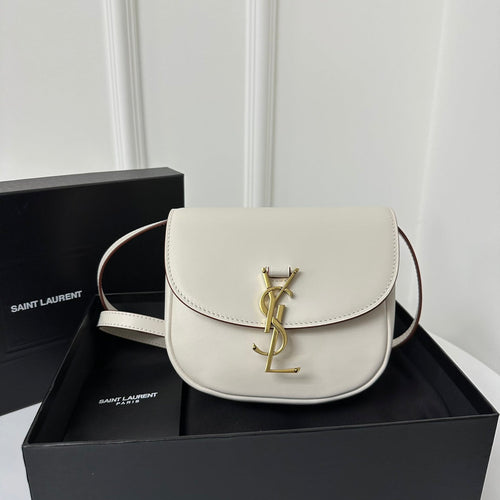 Saint Laurent SL Kaia Small Satchel in white smooth leather