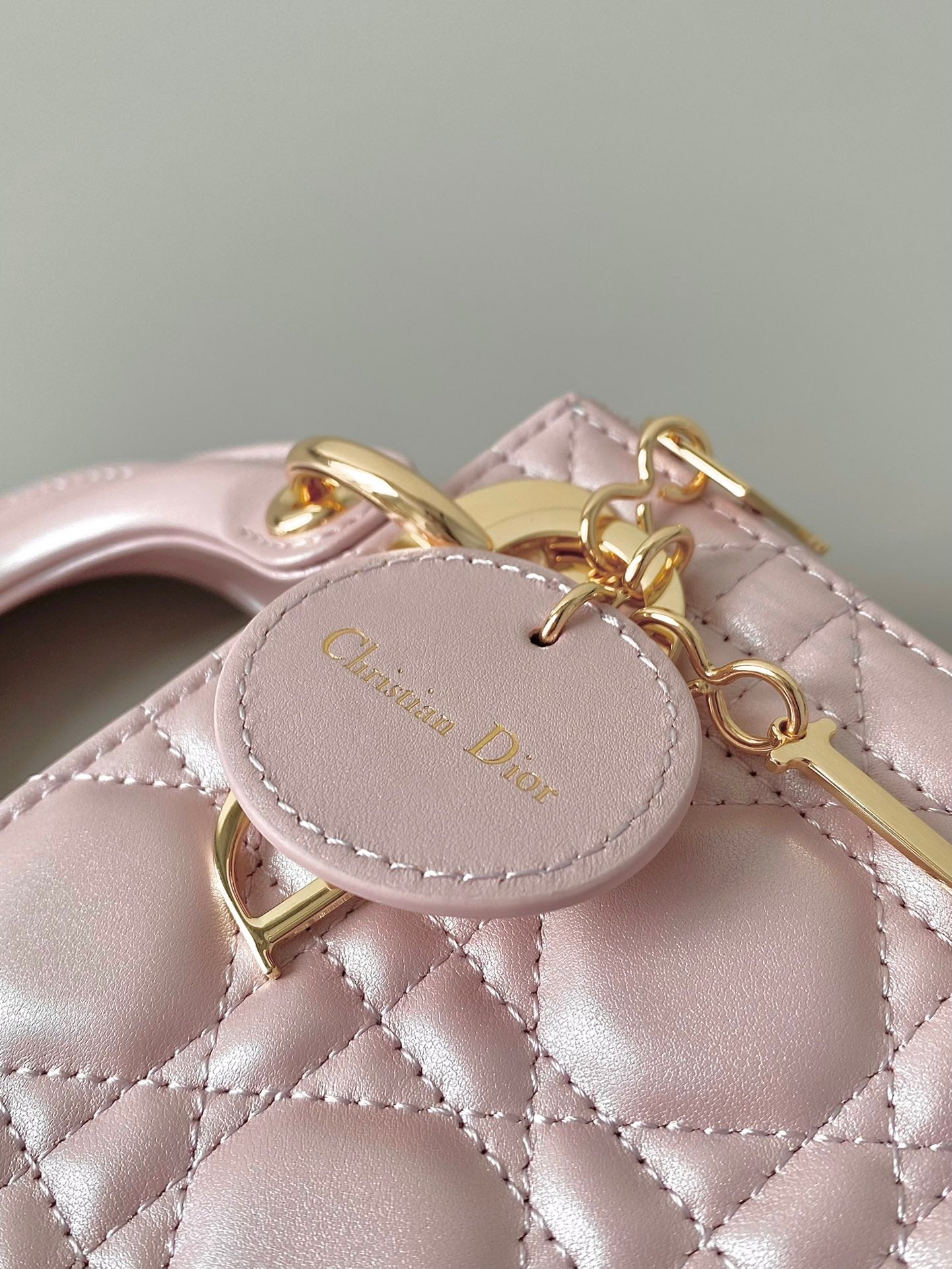 DIOR MINI LADY 17 MY ABC POWDER PINK LAMBSKIN