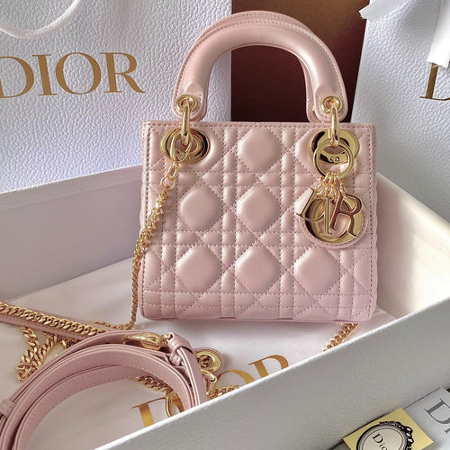 DIOR MINI LADY 17 MY ABC POWDER PINK LAMBSKIN