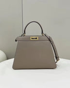 FENDI FENDI PEEKABOO 33 BAG IN KHAKI CALFSKIN WITH STRAP GOLD HARDWARE