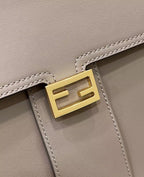 FENDI FENDI PEEKABOO 33 BAG IN KHAKI CALFSKIN WITH STRAP GOLD HARDWARE