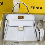FENDI FENDI PEEKABOO MINI 23 BAG IN WHITE CALFSKIN WITH GOLD HARDWARE