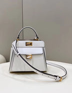 FENDI FENDI PEEKABOO MINI 23 BAG IN WHITE CALFSKIN WITH GOLD HARDWARE