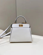 FENDI FENDI PEEKABOO MINI 23 BAG IN WHITE CALFSKIN WITH GOLD HARDWARE