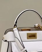 FENDI FENDI PEEKABOO MINI 23 BAG IN WHITE CALFSKIN WITH GOLD HARDWARE