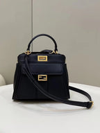FENDI FENDI PEEKABOO MINI 23 BAG IN BLACK CALFSKIN WITH GOLD HARDWARE