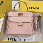FENDI FENDI PEEKABOO MINI 23 BAG IN LIGHT PINK CALFSKIN WITH GOLD HARDWARE